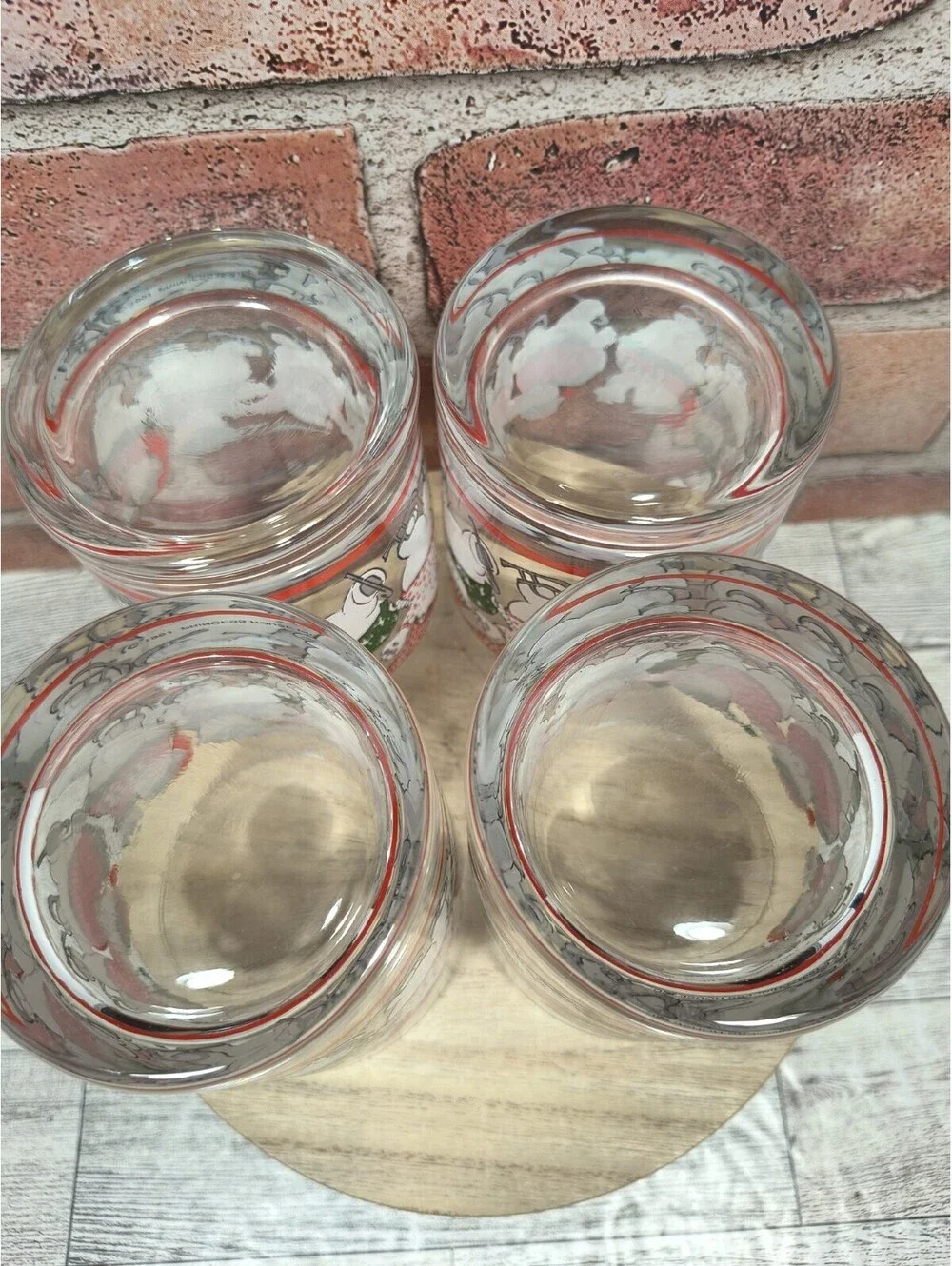 1991 Princess House Polar Bear Ice Skating Tumblers Christmas Heritage Set of 4